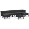 vidaXL 8 Piece Garden Lounge Set with Cushions Poly Rattan Black