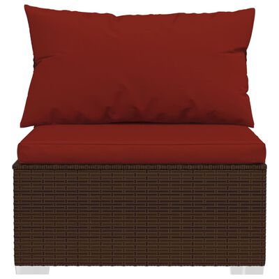 vidaXL 5 Piece Garden Lounge Set with Cushions Poly Rattan Brown