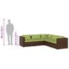vidaXL 5 Piece Garden Lounge Set with Cushions Poly Rattan Brown