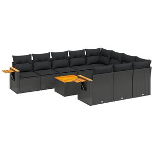 vidaXL Garden Sofa Set | Black | PE rattan | Large | Adjustable Feet