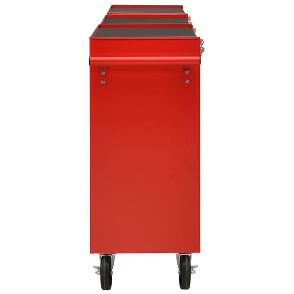 vidaXL Tool Trolley with 21 Drawers Steel Red (147177+2x147178)