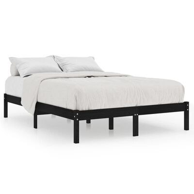 vidaXL Bed Frame without Mattress Black Solid Wood 200x200 cm