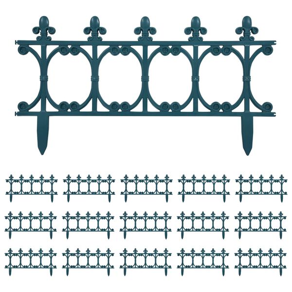 vidaXL Lawn Edgings 16 pcs Green 10 m PP