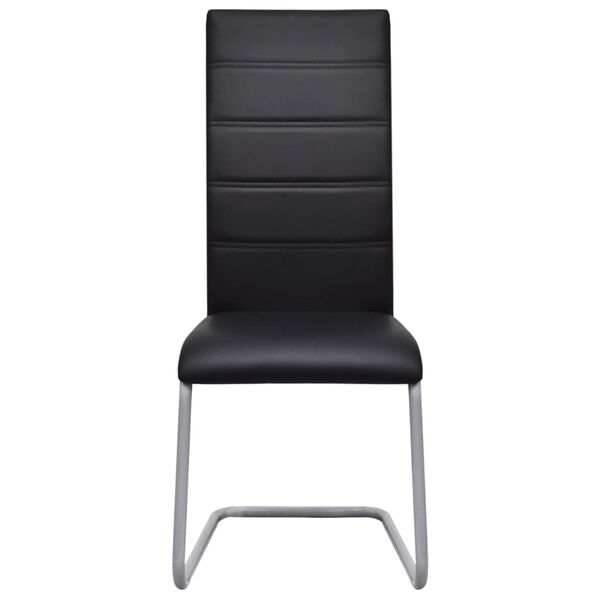 vidaXL Cantilever Dining Chairs 2 pcs Black Faux Leather