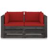 vidaXL 2-Seater Garden Sofa with Cushions Grey Impregnated Wood