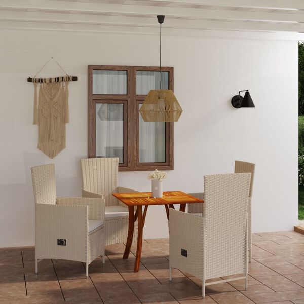 vidaXL 5 Piece Garden Dining Set Beige