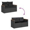 vidaXL Garden Sofa with Cushions 2-Seater Black Poly Rattan