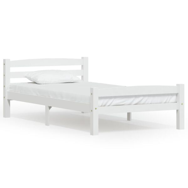 vidaXL Bed Frame without Mattress White Solid Pinewood 100x200 cm