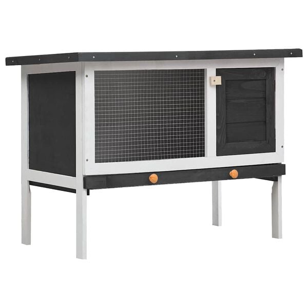 vidaXL Outdoor Rabbit Hutch 1 Layer Grey Wood