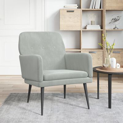 vidaXL Armchair Light Grey 62x79x79 cm Velvet