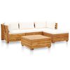 vidaXL 5 Piece Garden Lounge Set with Cushions Acacia Wood Cream White