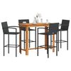 vidaXL 5 Piece Garden Bar Set Black Solid Wood Acacia and Poly Rattan