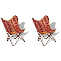vidaXL Butterfly Chairs 2 pcs Multicolour Chindi Fabric