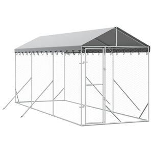 vidaXL Outdoor Dog Kennel with Roof Silver 2x6x2,5 m Galvanised Steel
