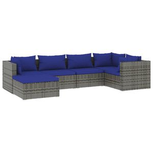 vidaXL Garden Lounge Set | Grey | PE Rattan, Powder-Coated Steel, Fabric | Large