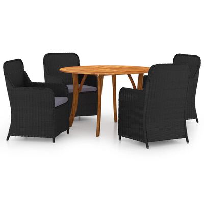 vidaXL 5 Piece Garden Dining Set Black