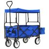 vidaXL Folding Hand Trolley with Canopy Steel Blue