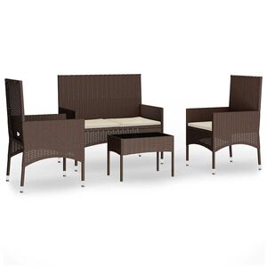 vidaXL 4 Piece Garden Lounge Set with Cushions Grey Poly Rattan