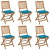 vidaXL Folding Chairs 6 pcs with Cushions Solid Acacia Wood