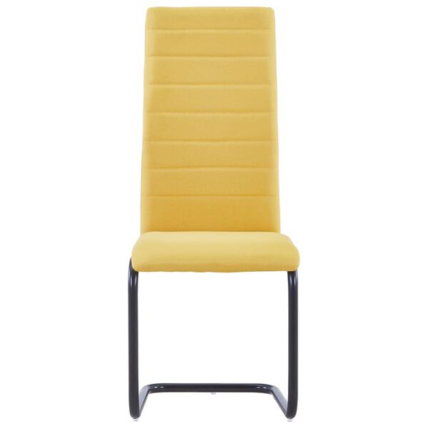 vidaXL Cantilever Dining Chairs 4 pcs Yellow Fabric
