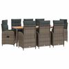 vidaXL Outdoor Dining Set 9 pcs Light Grey and Dark Grey Poly Rattan