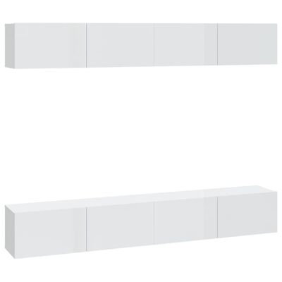 vidaXL Wall TV Cabinets 4 pcs High Gloss White 100x30x30 cm