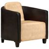 vidaXL Armchair Tan and Black Real Leather