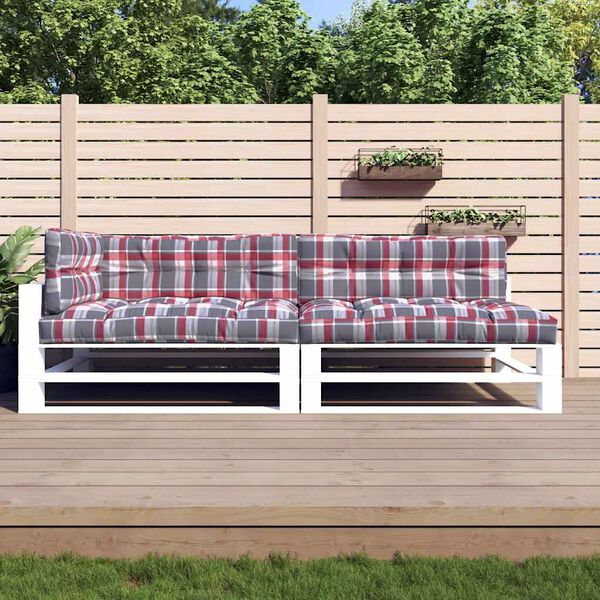 vidaXL Pallet Cushions 5 pcs Red Check Pattern Fabric