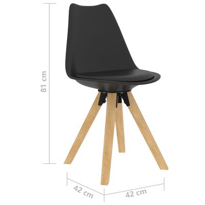 vidaXL Dining Chairs 4 pcs Black PP and Solid Beech Wood