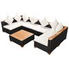 vidaXL 7 Piece Garden Lounge Set with Cushions Poly Rattan Black