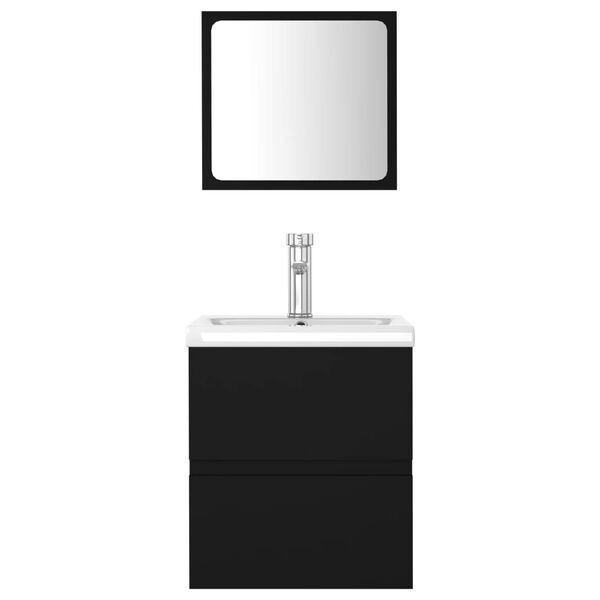 vidaXL Bathroom Furniture Set Black Engineered Wood