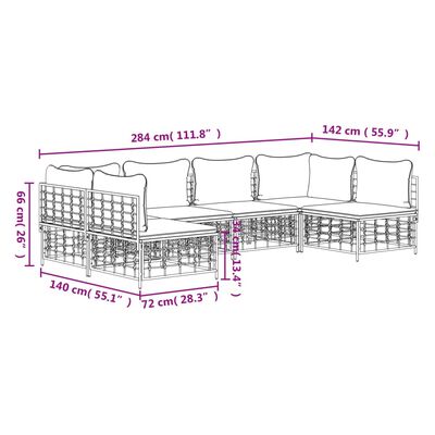 vidaXL 6 Piece Garden Lounge Set with Cushions Anthracite Poly Rattan