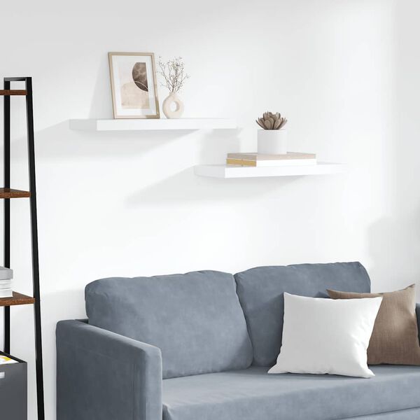 vidaXL Floating Wall Shelves 2 pcs White 60x23.5x3.8 cm MDF
