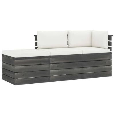 vidaXL 3 Piece Garden Pallet Lounge Set with Cushions Solid Pinewood