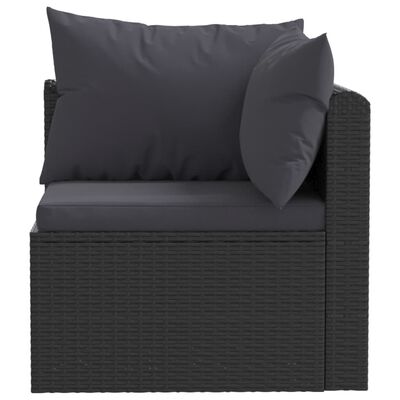 vidaXL 3 Piece Garden Sofa Set with Cushions Poly Rattan Black