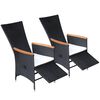 vidaXL Reclining Garden Chairs 2 pcs with Cushions Poly Rattan Black