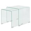 vidaXL Two Piece Nesting Table Set Tempered Glass Clear