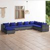 vidaXL 8 Piece Garden Lounge Set with Cushions Poly Rattan Grey