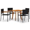 vidaXL 5 Piece Garden Dining Set Black