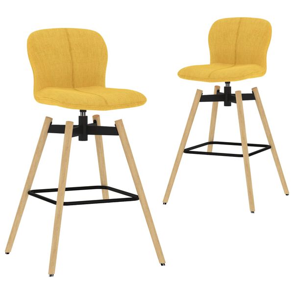 vidaXL Swivel Bar Chairs 2 pcs Yellow Fabric