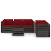 vidaXL 6 Piece Garden Lounge Set with Cushions Grey Impregnated Wood