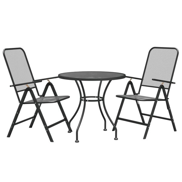 vidaXL 3 Piece Garden Dining Set Expanded Metal Mesh Anthracite