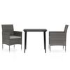 vidaXL 3 Piece Garden Dining Set with Cushions Grey and Black