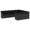 vidaXL 10 Piece Garden Sofa Set with Cushions Black Poly Rattan