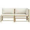 vidaXL 2 Piece Garden Lounge Set with Cream White Cushions Bamboo