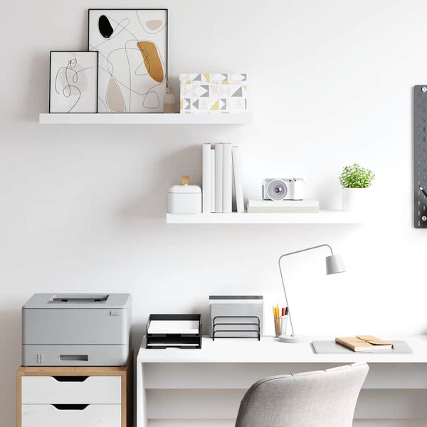 vidaXL Floating Wall Shelves 2 pcs White 80x23.5x3.8 cm MDF