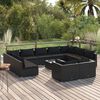 vidaXL 12 Piece Garden Lounge Set with Cushions Black Poly Rattan