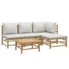 vidaXL 5 Piece Garden Lounge Set with Light Grey Cushions Bamboo