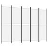 vidaXL 5-Panel Room Divider White 250x180 cm Fabric