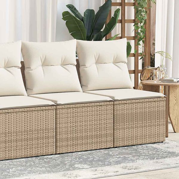 vidaXL 2 Piece Garden Sofa Set with Cushions Beige Poly Rattan Acacia